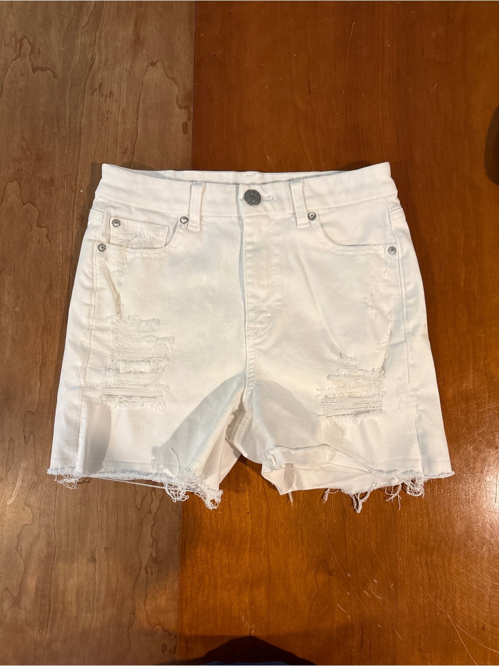 American Eagle Distressed White Denim Shorts